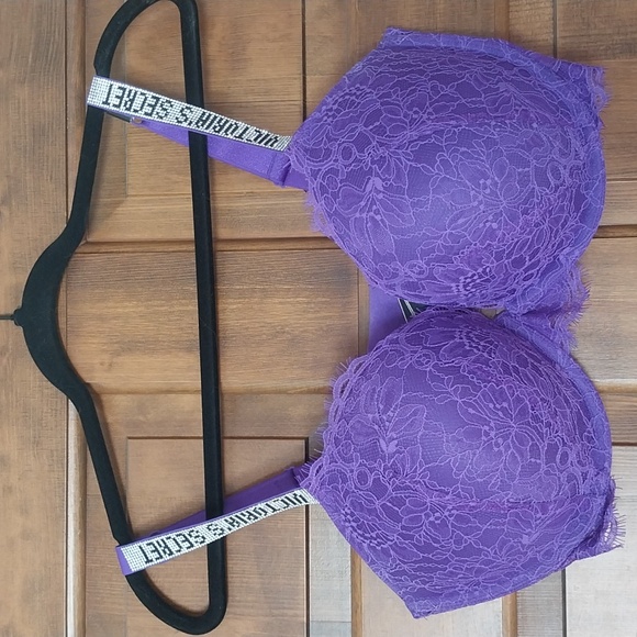 Victoria's Secret Other - Victoria's Secret NWT Very Sexy "Bombshell" Push-up Bra Shine Strap 36DDD Purple